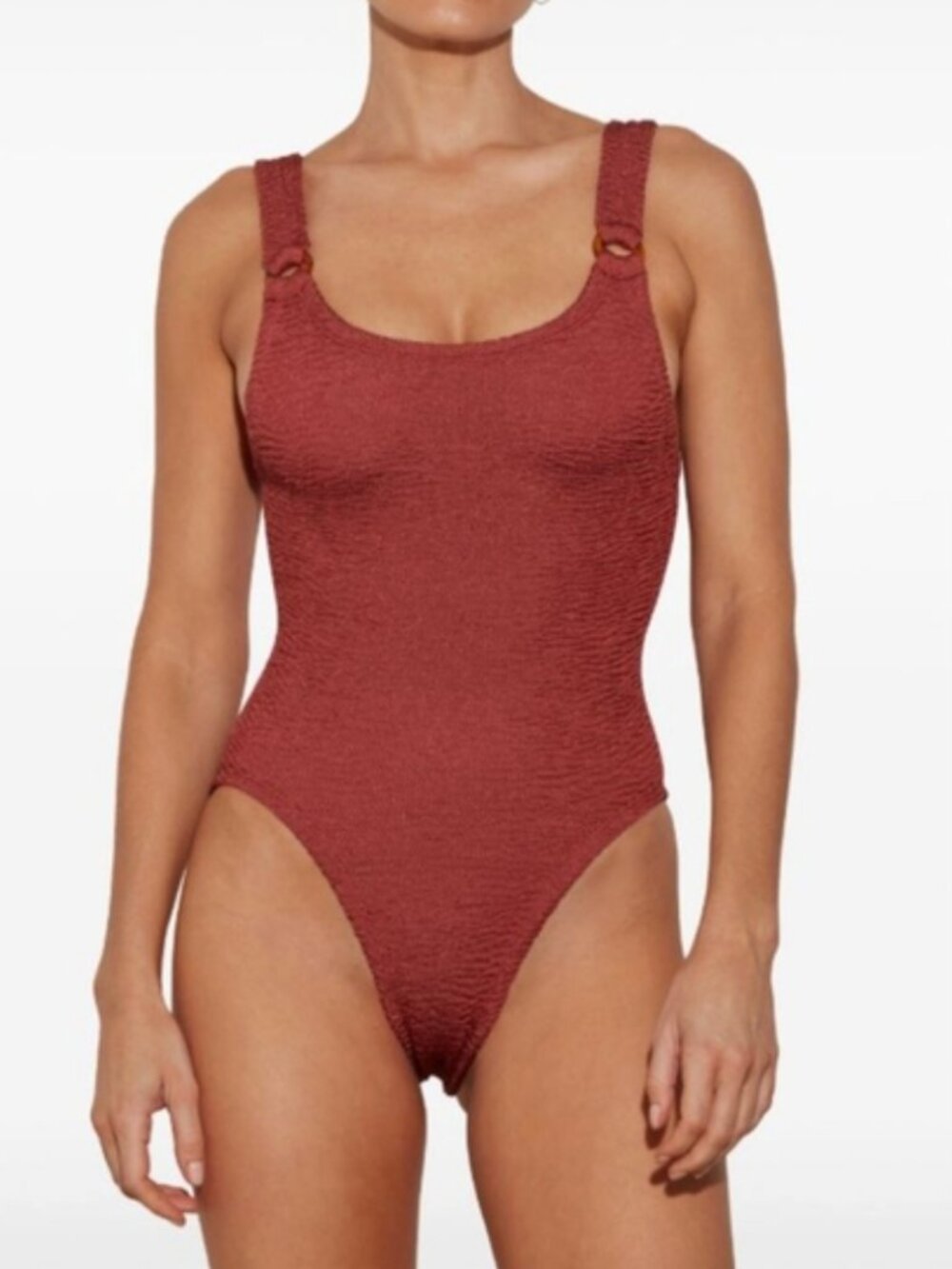 NWOT HUNZA G DOMINO CRINKLED-EFFECT SWIMSUIT